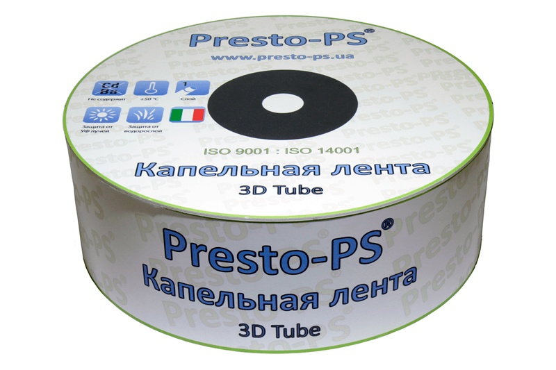 Крапельна стрічка Presto-PS емітерна 3D Tube крапельниці через 15 см витрата 1