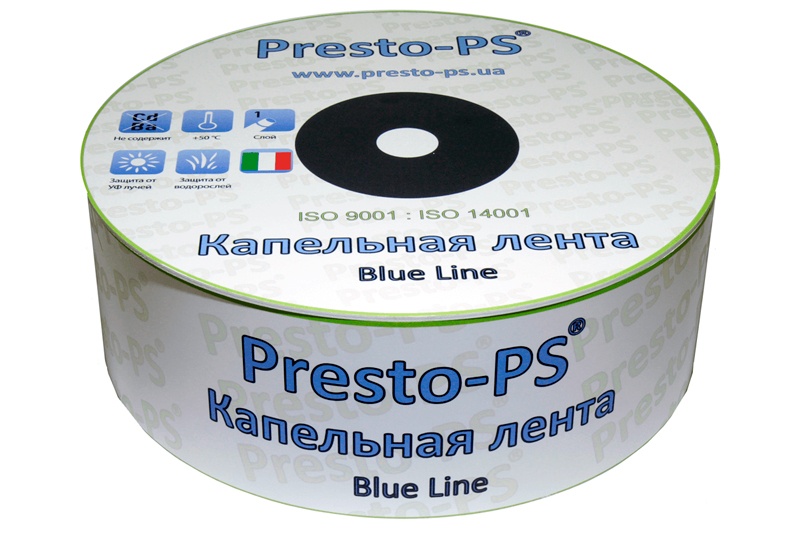 Крапельна стрічка Presto-PS щілинна Blue Line отвори через 20 см
